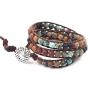 Handmade Bohemian Natural Stones Bracelet - Leather Bracelet with Chakra and Beads Wrapped for Women and Girls