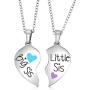 Big Sis & Lil Sis Gifts Jewelry Heart Necklace Set, 2 Sister Necklaces, Big & Little Sisters Jewelry