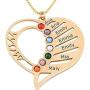 WENSDIA Engraved Mom Heart Necklace with Birthstones Personalized Heart Pendant- Sterling Silver Women Jewelry Gift