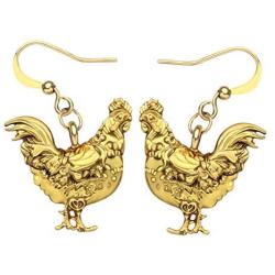 DUOWEI Antique Silver And Gold Plated Hen Chicken Earrings for Women Girls Charms Chicken Dangle Drop Jewelry Gifts