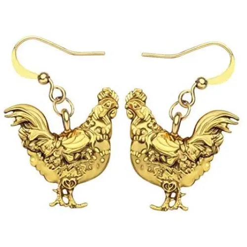 DUOWEI Antique Silver And Gold Plated Hen Chicken Earrings for Women Girls Charms Chicken Dangle Drop Jewelry Gifts DUOWEI Antique Silver And Gold Plated Hen Chicken Earrings for Women Girls Charms Chicken Dangle Drop Jewelry Gifts