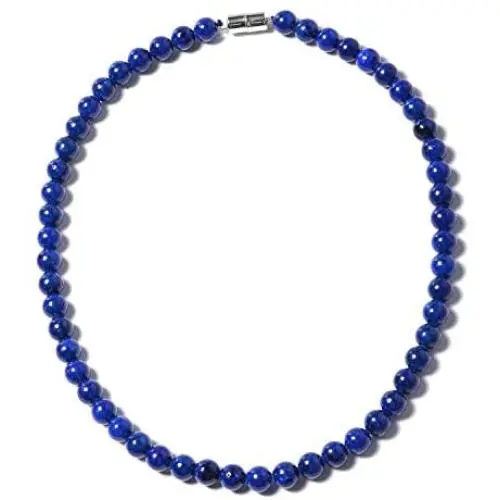 Shop LC 925 Sterling Silver Lapis Lazuli Beads Strand Necklace Women Jewelry For Gifts Anniversary 18'' Shop LC 925 Sterling Silver Lapis Lazuli Beads Strand Necklace Women Jewelry For Gifts Anniversary 18''