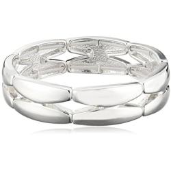 Napier ''Napier Classics'' Silver-Tone Sectional Stretch Bracelet, 8''