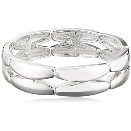 Napier ''Napier Classics'' Silver-Tone Sectional Stretch Bracelet, 8'' Napier ''Napier Classics'' Silver-Tone Sectional Stretch Bracelet, 8''