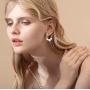 FANCIME White/Yellow Gold Plated 925 Sterling Silver Dangle Drop Pearl Endless Hoop Earrings Dainty Fine Jewelry For Women Girls