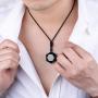 Obsidian Pendant Necklace Obsidian Crystal Pendant Necklace Pattern with Extend Bead Chain for Men or Women