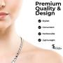 Elegant Titanium Magnetic Therapy Necklace Pain Relief for Neck Arthritis Migraine Headaches Shoulders And Back (Czech Stone Silver), Womens - Width: .25in