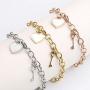Link Bracelet Women,Adjustable Heart Link Bracelets Ladies Stainless Steel Bracelet for Girlfriend Birthday Mothers Day gifts