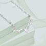 Yesmini Antler Pendant Necklaces - 925 Sterling Silver Necklace with 5A Cubic Zirconia, Minimalist Style Clavicle Chain with Reindeer Charm, Slider Adjustable Necklaces for Women and Girl