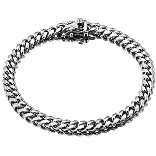 Jewelry Kingdom 1 Mens Necklace or Bracelet, 6MM Silver Cuban Link Chain for Mens Jewelry, Miami Chain Necklace for Women, High Polished 316L Stainless Steel(Length of 7-30inches)