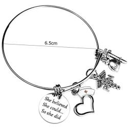 ecobuty RN Nurse Bracelet She Believed She Could Nurse Charm Bracelet RN Jewelry Graduation Jewelry Gift for Nurse