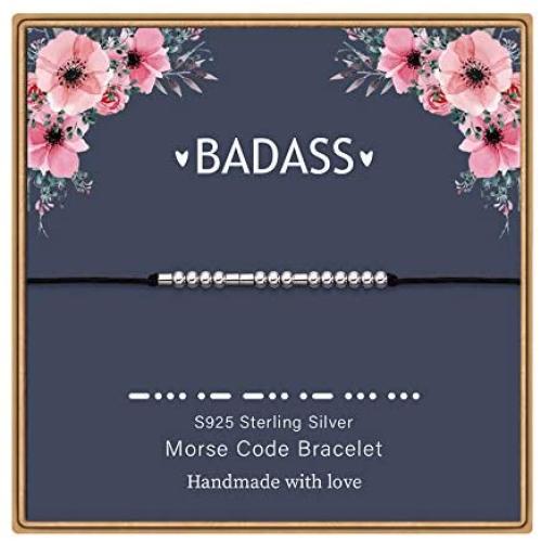 MONOZO Morse Code Bracelets for Women, S925 Sterling Silver Beads Morse Code Strand Bracelets Inspirational Gifts Jewelry Girls Birthday Graduation Gifts for Her Best Friends