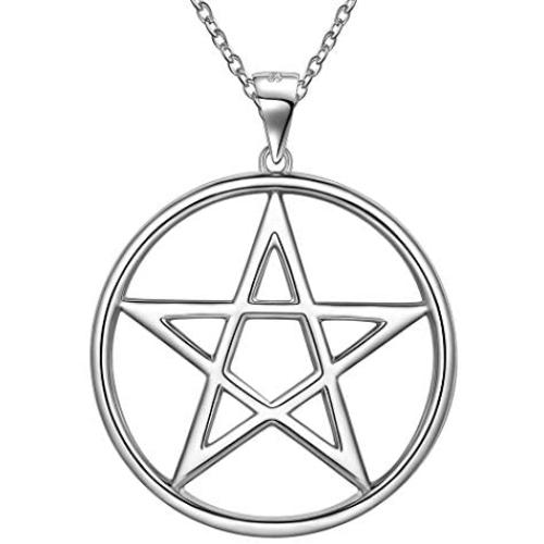 Astrological Symbol Necklace for Women Mens Pendant 925 Sterling Silver Eye of Evidence Necklace Crescent Black Moon and Cross Necklace Wiccan Jewelry for Boys and Girls Gift with Gift Box