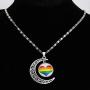 BEKECH Gay Pride Rainbow Necklace Crescent Moon Charm Rainbow Pendant Necklace Gay & Lesbian LGBT Pride Gifts Rainbow Jewelry LGBT Jewelry Lesbian Gift