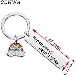 CENWA LGBTQ Rights Gift Human Rights Gift Rainbow Pride Jewelry Happiness is Equal Rights Keychain