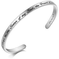 Solocute Inspirational Cuff Bangle Bracelets Motivational Mantra Quote Engraved Best Friend Sister Mom Gift for Women Teen Girls Birthday Jewelry
