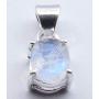 SilverStarJewel Oval Rainbow Moonstone Pendant 0.7'' 1.3 Grams Sterling Silver