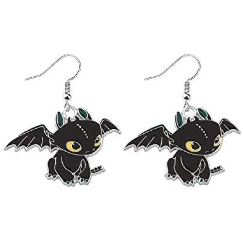 BEKECH How to Train Your Dragon Inspired Jewelry Luna And Toothless Charm Earrings TV Movies Show Light Fury Night Fury Toothless Jewelry for Dragon Lovers Girls Women