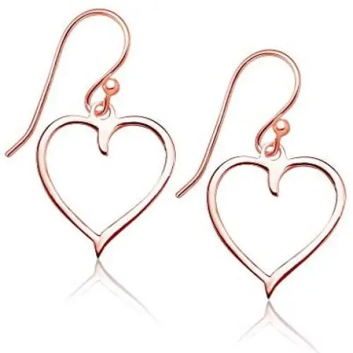 Big Apple Hoops - High Polished Genuine 925 Sterling Silver Lovely Heart Drop Dangle Earrings in 3 Color Rose, Silver or Gold Ideal Gifts for Women, Teens, Men Big Apple Hoops - High Polished Genuine 925 Sterling Silver Lovely Heart Drop Dangle Earrings in 3 Color Rose, Silver or Gold Ideal Gifts for Women, Teens, Men