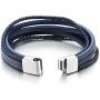 COOLSTEELANDBEYOND Mens Womens Multi-Strand Navy Blue Braided Leather Bracelet Wristband with Steel Magnetic Clasp