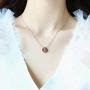 Titanium Steel Rose Gold Plated 14K Necklace Circle Cubic Zirconia Lucky necklace for Women and Girls Gifts