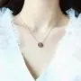 Titanium Steel Rose Gold Plated 14K Necklace Circle Cubic Zirconia Lucky necklace for Women and Girls Gifts
