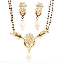 Touchstone Gold Tone Indian Bollywood Ethnic Pretty mangalsutra Necklace Set Jewelry for Women