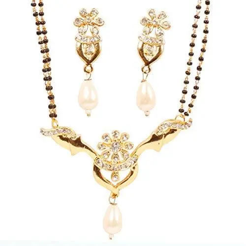 Touchstone Gold Tone Indian Bollywood Ethnic Pretty mangalsutra Necklace Set Jewelry for Women Touchstone Gold Tone Indian Bollywood Ethnic Pretty mangalsutra Necklace Set Jewelry for Women