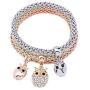 MEIDIJINGBEI 3PCS Gold/Silver/Rose Gold Corn Chain Crystal Charms Multilayer Bracelets for Women