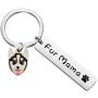 BEKECH Dog Mom Gift Fur Mama Keychain Paw Print Dog Lover Jewelry Dog Person Gift Mom of Dogs Gift