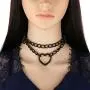 FM FM42 PU Simulated Leather Black-Tone/Silver-Tone Gothic Punk Heart Ring Cuban Curb Link Chain Adjustable Neckband Collar Choker (16 Colors) FM FM42 PU Simulated Leather Black-Tone/Silver-Tone Gothic Punk Heart Ring Cuban Curb Link Chain Adjustable Neckband Collar Choker (16 Colors)