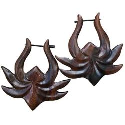 UMBRELLALABORATORY Natural Wooden Tribal Organic Boho Earrings Wood Hawaiian Jewelry for Women Men