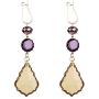 Fashion Translucent colored gem women yellow-purple color matching luxury drop dangle earrings geometric long pendant ear accessories Jewelry