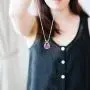 14K Rose Gold over Sterling Silver Diamond and Amethyst Halo Pendant Necklace (3.00 CTW), 18, Jewelry for Women