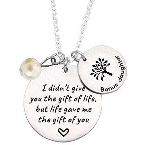 Stepdaughter Gift - I Didnt Give You the Gift of Life But Life Gave Me the Gift of You - Family Tree Pendant Necklace Step Daughter Gifts from Stepmom or Stepdad