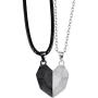 Caiyao 2Pcs Love HeartMutual Attraction Pendant Necklace for Couples Men Mowen Girlfriend Lovers Magnet Puzzle Matching Peach Heart Necklace Valentines Day Jewelry Gift