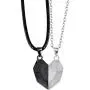 Caiyao 2Pcs Love HeartMutual Attraction Pendant Necklace for Couples Men Mowen Girlfriend Lovers Magnet Puzzle Matching Peach Heart Necklace Valentines Day Jewelry Gift