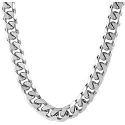 | Crucible Mens Stainless Steel Beveled Curb Link Chain Necklace (10 mm) - 24''