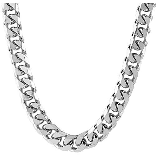 | Crucible Mens Stainless Steel Beveled Curb Link Chain Necklace (10 mm) - 24''