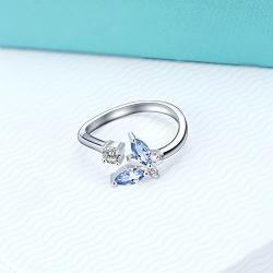 AOBOCO Sterling Silver Butterfly Series Ring, Anniversary Birthday Jewelry Gifts for Women Girls