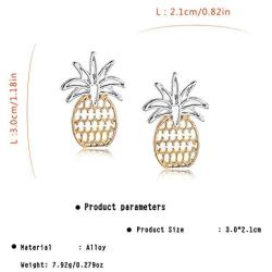 Cute Fruit Brushed Hollow Pineapple Womens Jewelry Two-Tone Elegant Pineapple Earrings Unique Design Mini Boutique Earrings Gift Party Ball Jewelry