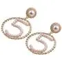 Women Jewelry Lucky Number Five Big Waves Circle Earrings with Pearl