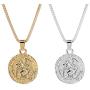 AILUOR St Christopher Medal Patron Saint of Travelers Catholic Protection Pendant Necklace, Gold Silver Tone Devotional Pendant with Prayer Card Jewelry Unisex