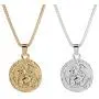 AILUOR St Christopher Medal Patron Saint of Travelers Catholic Protection Pendant Necklace, Gold Silver Tone Devotional Pendant with Prayer Card Jewelry Unisex