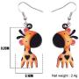 NEWEI Acrylic Wild African Giraffe Earrings For Women Dangle Drop Cartoon Jungle Animal Jewelry Gifts Charm