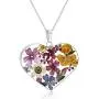 Sterling Silver Pressed Flower Heart Pendant Necklace Sterling Silver Pressed Flower Heart Pendant Necklace