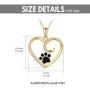 14k Gold Heart Pendant Necklace for Women, Real Gold Dog Cat Paw Print Jewelry Gifts for Her, 16-18 Inch