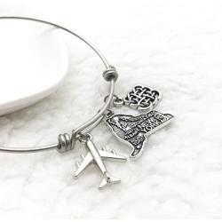 JJTZX State Bangle U.S. Map Charm Expandable Travel Bracelet Long Distance Relationship Gift Best Friends Bracelet