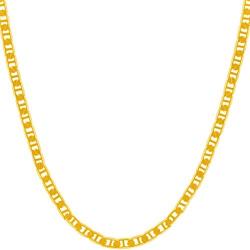 Lifetime Jewelry 3.5mm Flat Mariner Chain Necklace for Women & Men 24k Gold Plated