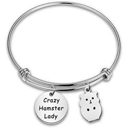 WUSUANED Pet Lover Gift Hamster Charm Bracelet Crazy Hamster Lady Hamster Lover Bracelet Animal Lover Jewelry Gift for Women